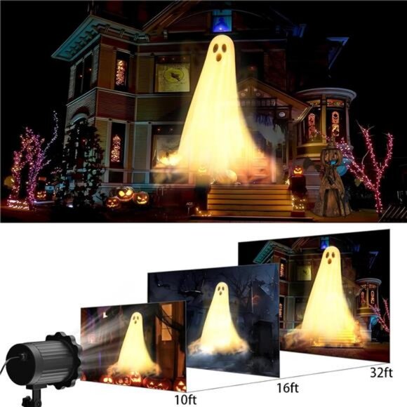 Halloween Projector Lights Outdoor,3D Dynamic Ghost Decorations Light, 2025 - Picture 6 of 7